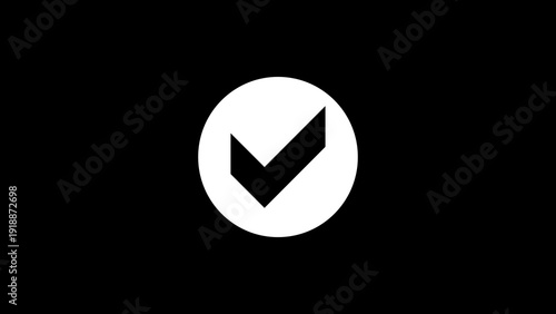 Free Download A simple white circle with a black checkmark on a solid black background - GFXLoad