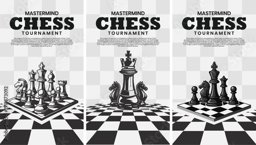 Vector illustration about chess tournament. Flyer design for chess tournament, match, game. Vector Eps10