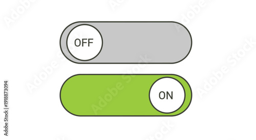 Simple toggle switch graphic illustrating the difference between the off and on states clearly