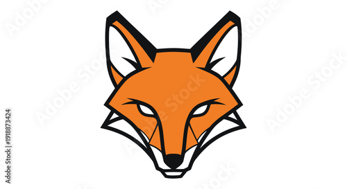 A stylized illustration of a fox's head with a bold and modern design