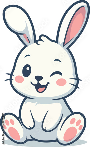 This charming illustration depicts an adorable bunny with a cheeky wink and soft fluffy fur, radiating warmth and joy that's perfect for children's art.