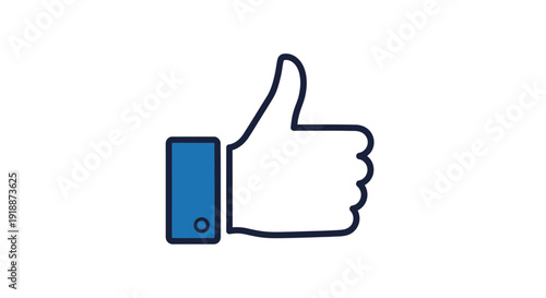Simple outline icon graphic representing social media approval symbol like on a popular platform