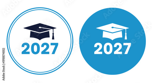 Graduation icon set for class of 2027 featuring two distinct circular designs