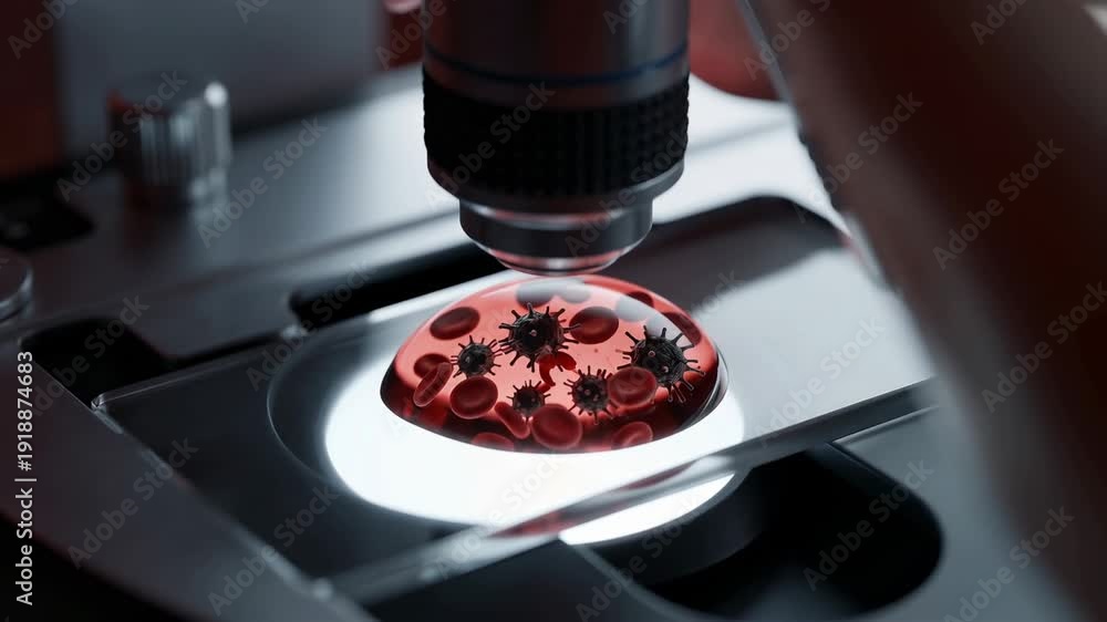Microscopic examination of a specimen slide with clear details visible ...
