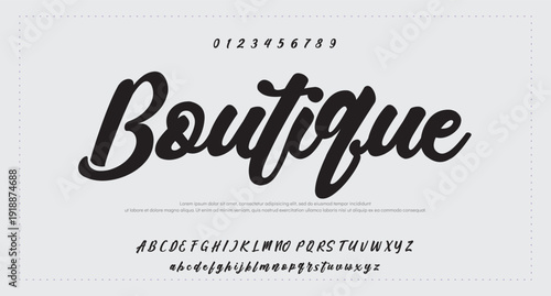 Lettering signature font isolated on grey background. brus style alphabet. Vector logo letters. 