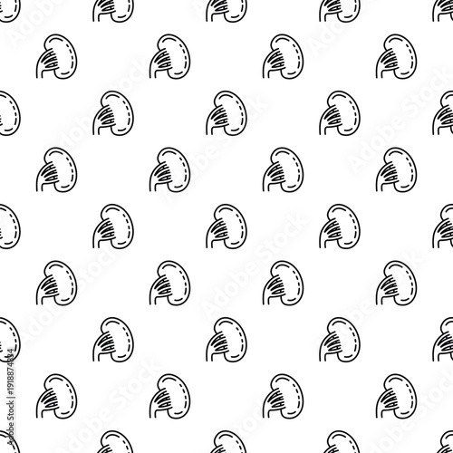 Human kidney organ anatomy line icons forming a seamless pattern on white background