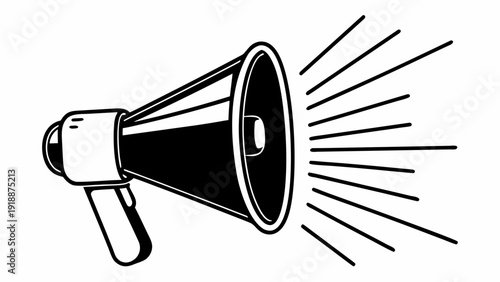 Megaphone emitting loud sound waves in a clear illustration