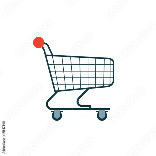 Empty Metal Supermarket Shopping Cart Vector Icon