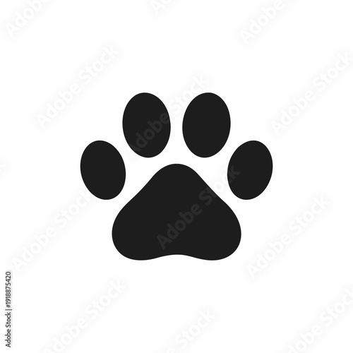 Black Animal Paw Print Dog or Cat Footprint Vector Icon