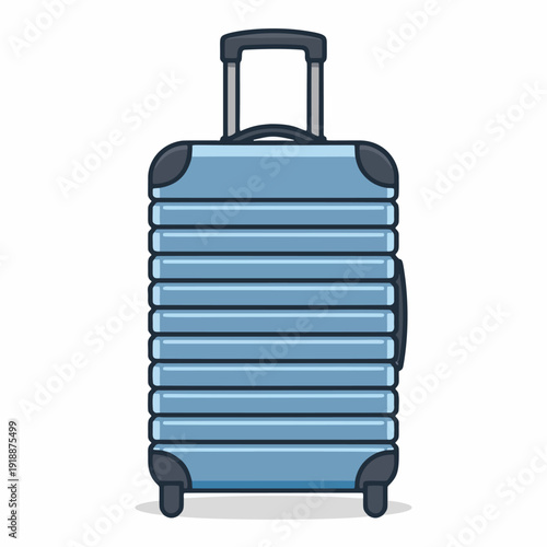 Blue Travel Luggage or Suitcase with Wheels Vector Icon
