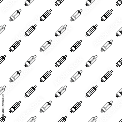 Vape tank or atomizer displaying a repeating pattern on white background