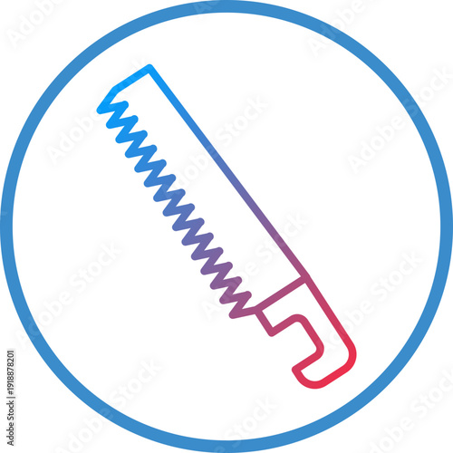 Hand Saw Line Icon Style