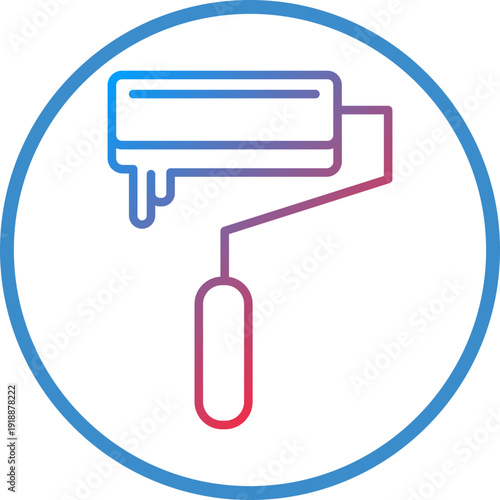 Paint Roller Line Icon Style