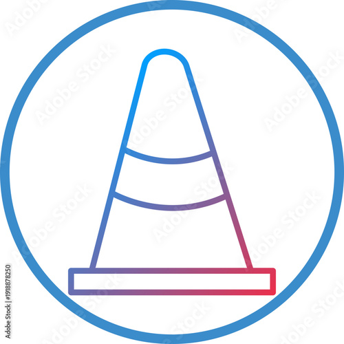 Traffic Cone Line Icon Style