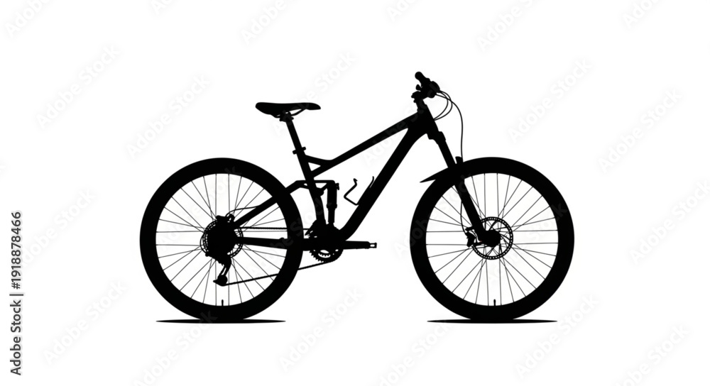 Fototapeta premium Mountain Bike Silhouette on White Background.