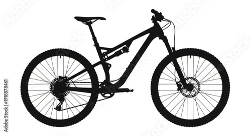 Mountain Bike Silhouette Isolated White.