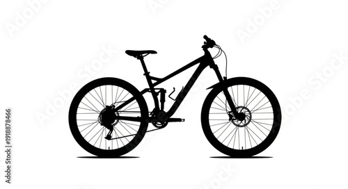Mountain Bike Silhouette on White Background.