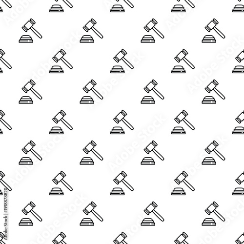 Gavel and sound block icons forming a seamless pattern for legal and auction concepts