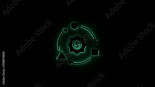 Green glowing circular with gear dollar sign and arrows in continuous loop Generate title without using the word 