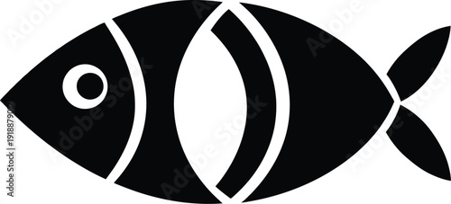 Modern black cartoon fish logo with bold shapes and clean curves. Simple and eye-catching design ideal for seafood brands, fishing businesses, aquariums, kids projects, or marine-themed logos.