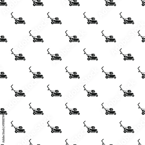 Lawn mower machine pattern repeating across a white background
