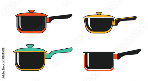 Saucepan Line art color flat design creative tone illustration