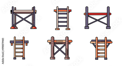 Scaffolding Ladder line art colorful creative color vector design