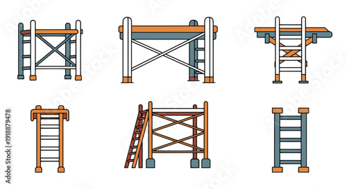 Scaffolding Ladder line art color illustration soft elegant tone