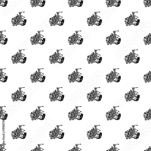 Rowers competing in a boat, forming a dynamic monochrome seamless pattern