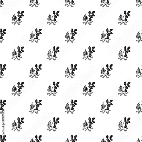 Peanut plants with leaves and legumes forming a seamless pattern
