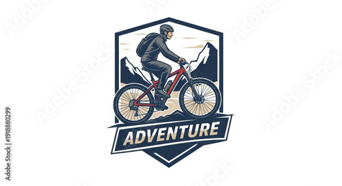 Mountain Biker Adventure Logo Design.