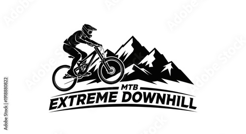 Mountain Biker Downhill Racing Illustration.