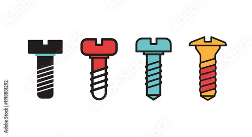 Screws Line art digital illustration modern soft tone