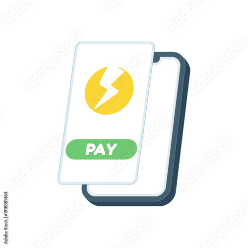 Vector illustration of reviewing electric bill statement. Represents utility payment process, energy usage monitoring, budgeting, and home expense planning in flat design.