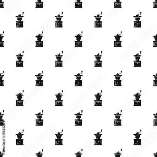 Repeating pattern of vintage manual coffee grinders for coffee shop design