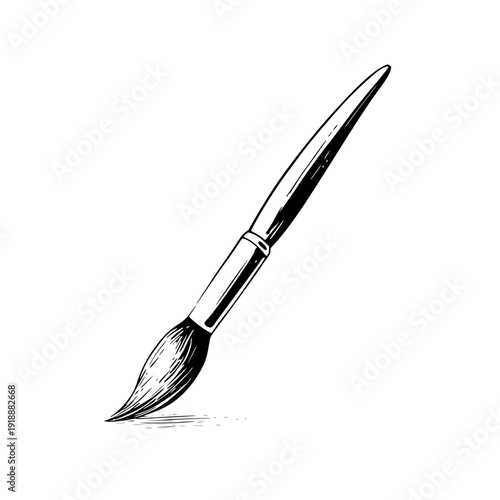 Paintbrush with Metal Ferrule on White Background
