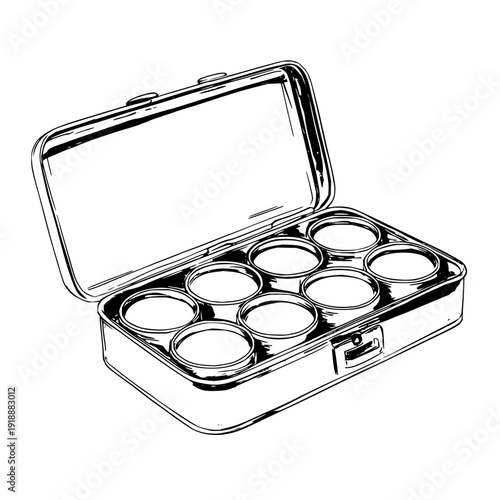 Open Metal Pill Box with Seven Compartments