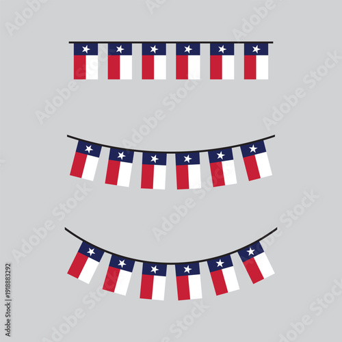 Seamless Texas Flag Party Bunting Border Background – Flat Design Illustration