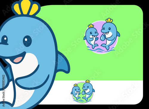 This image features a vibrant and playful dolphin logo design that symbolizes creativity and fun, ideal for a design studio targeting a youthful audience.