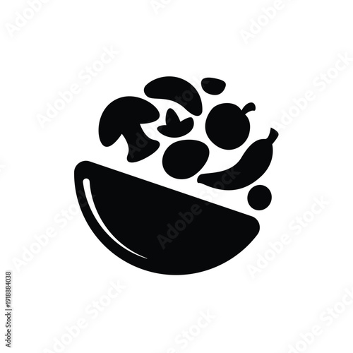 silhouettes of bowls and various vegetables logo vector