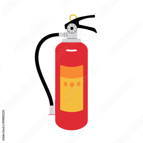 赤い消火器のカラーイラスト | 防災訓練や火災予防の広報用フラットデザイン素材