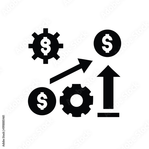 Financial symbols collection featuring coins flow passive income and investment icons Vector illustration