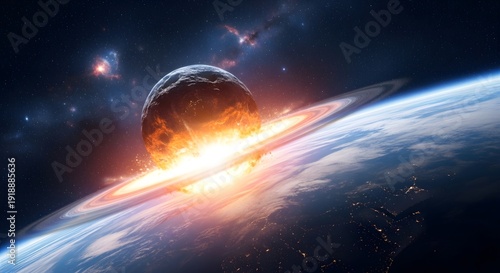 Dramatic Planet Collision in Deep Space Galaxy