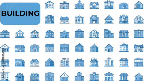 Collection of fifty minimalist black outline communication and contact icons representing various digital services like email phone calendar and user profiles