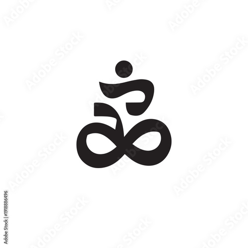 A captivating and elegant black om and infinity symbol, beautifully designed to convey a sense of spiritual harmony and eternal connection on a clean white backdrop