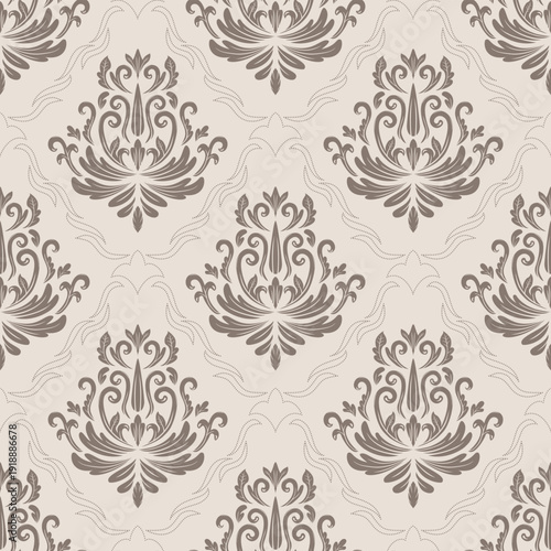 Damask seamless repeat element pattern. Beautiful luxury vintage floral damask vector illustration. Design for wallpaper, decorative, texture, textile, ornament, wrapping, shirts, clothing