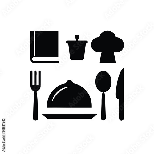 Food service and dining experience themed icon collection On white Background Vector illustration