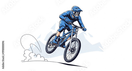 Mountain Biker in Action Pose.