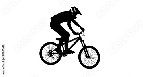 Mountain Biker in Action Pose.