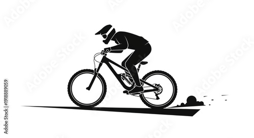 Mountain Biker in Action Pose.